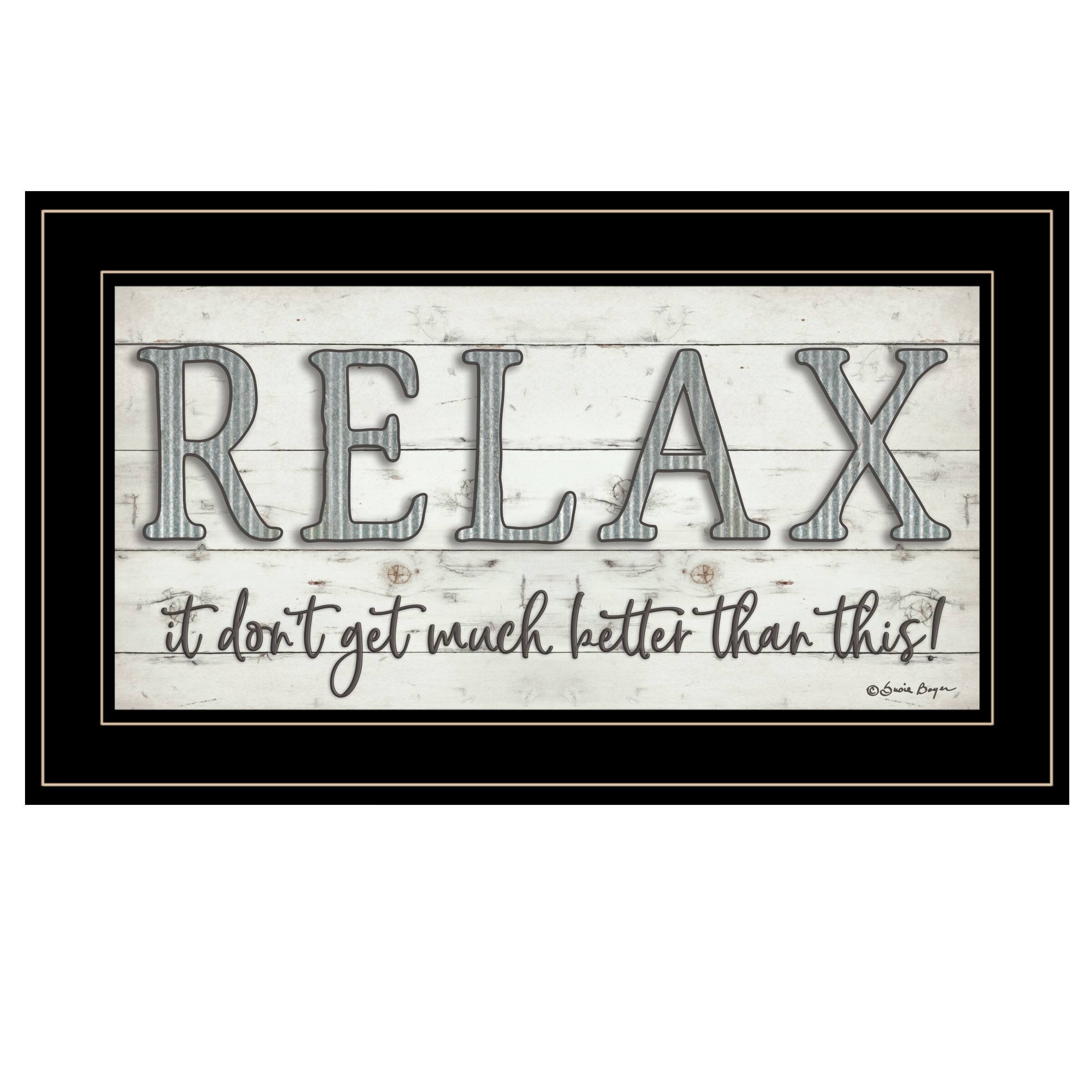 TrendyDecor4U Farmhouse "Relax" Framed Print Wall Art by Susie Boyer